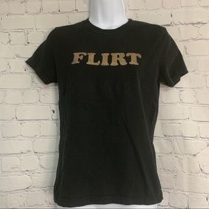 Black T-shirt With Flirt Gold Letters Medium